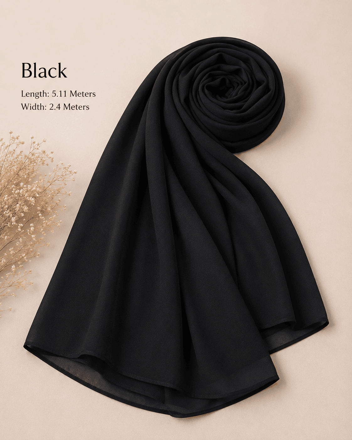Black premium chiffon scarf USA
