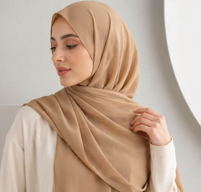 Sand Beige premium chiffon scarf USA